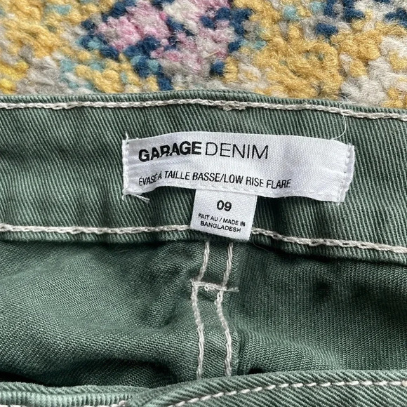 Garage Denim Low Rise Flare Jean Moss green Junior size 9 Retro - Picture 10 of 13